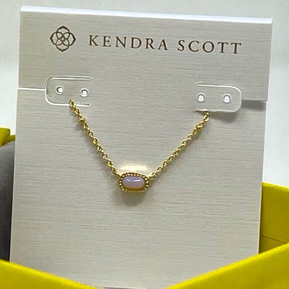 NEW Kendra Scott Mini Elisa Gold Necklace Pink Opalite Crystal NWT Gift Box - Picture 3 of 8